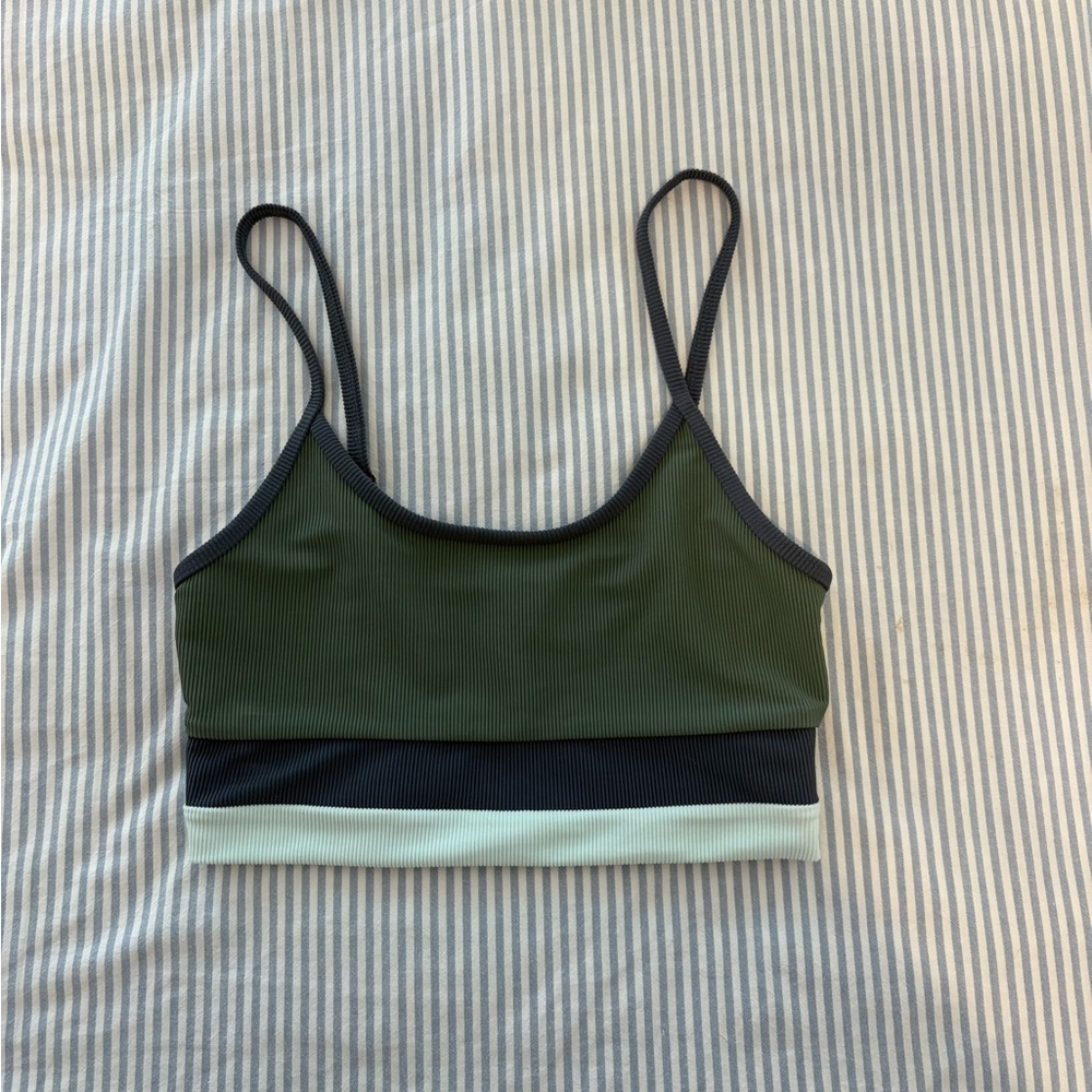Beach Riot Olive and Black Sports Bra